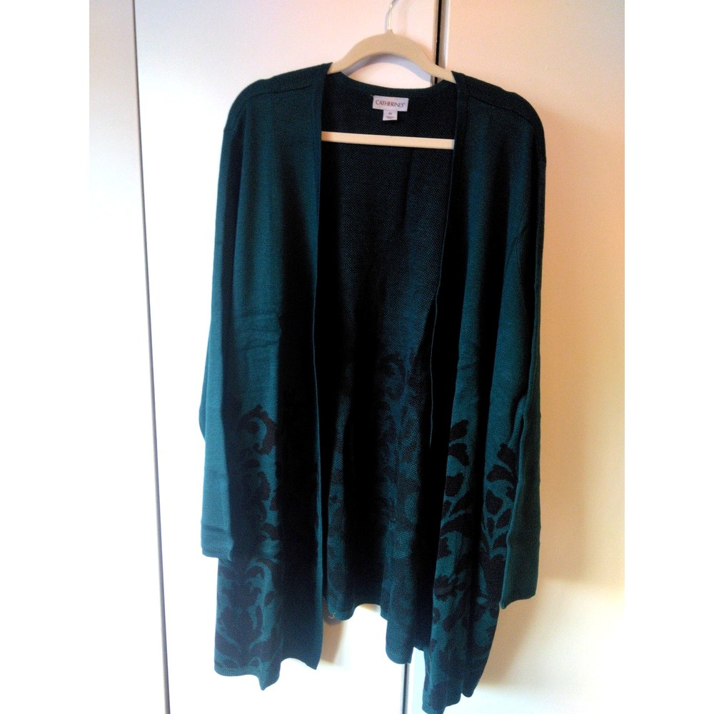 Catherines Open Front Cardigan Women Plus Size 4x Emerald Green Elegant Classic